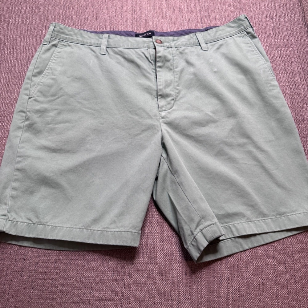 Nautica Mens The Deck Short Classic Fit Sage Green Cotton Chino Shorts 40W